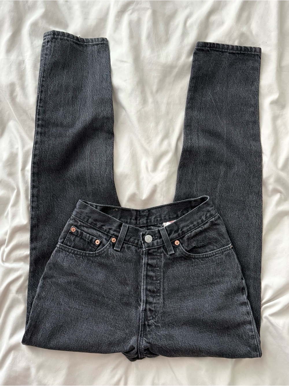Vintage 90s Levis 501 Womens Black High Waisted Jeans USA Casual Western Denim